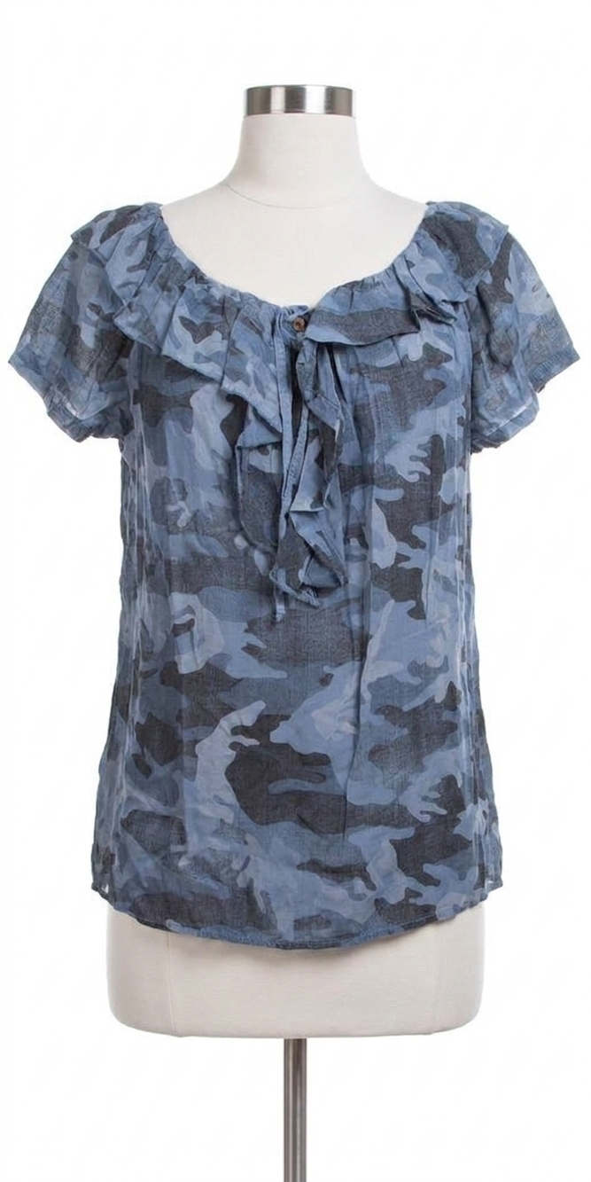 NEW GIGI MODA alba camo top in blue